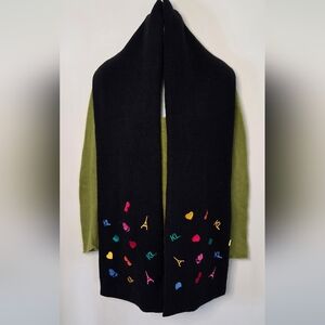 Karl Lagerfeld Paris Knit Scarf Black Embroidered Hearts Sunglasses
